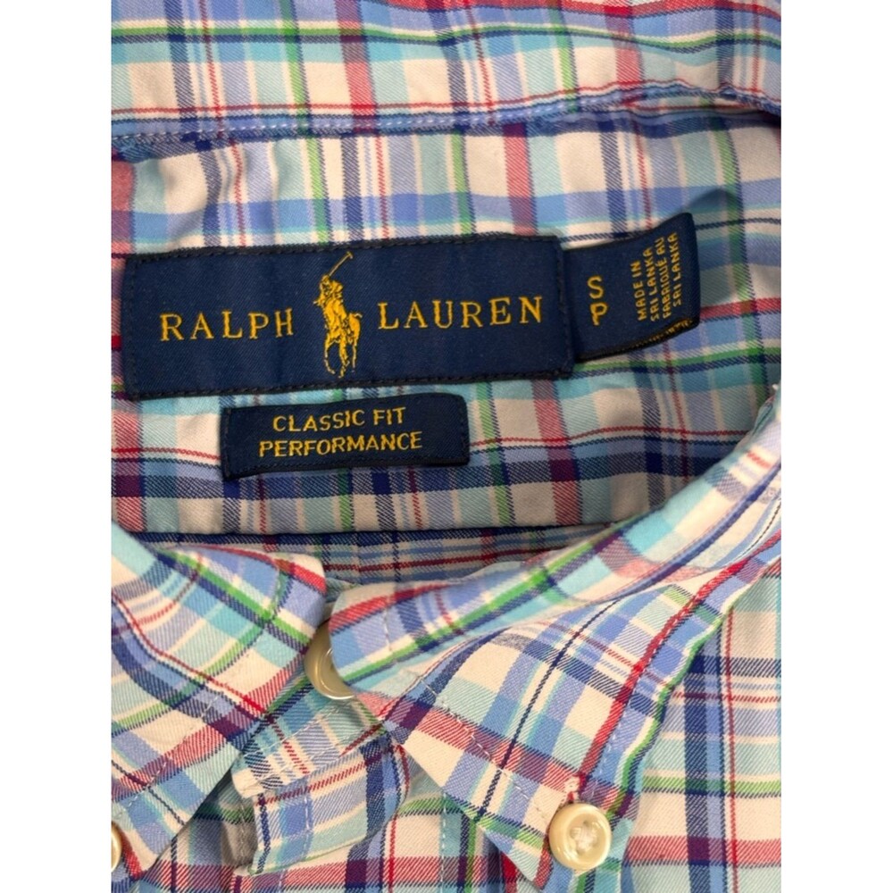Ralph Lauren Blue Red Plaid Long Sleeve Preppy Casual Performance Shirt S